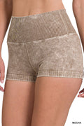 Mocha Ribbed Biker Shorts