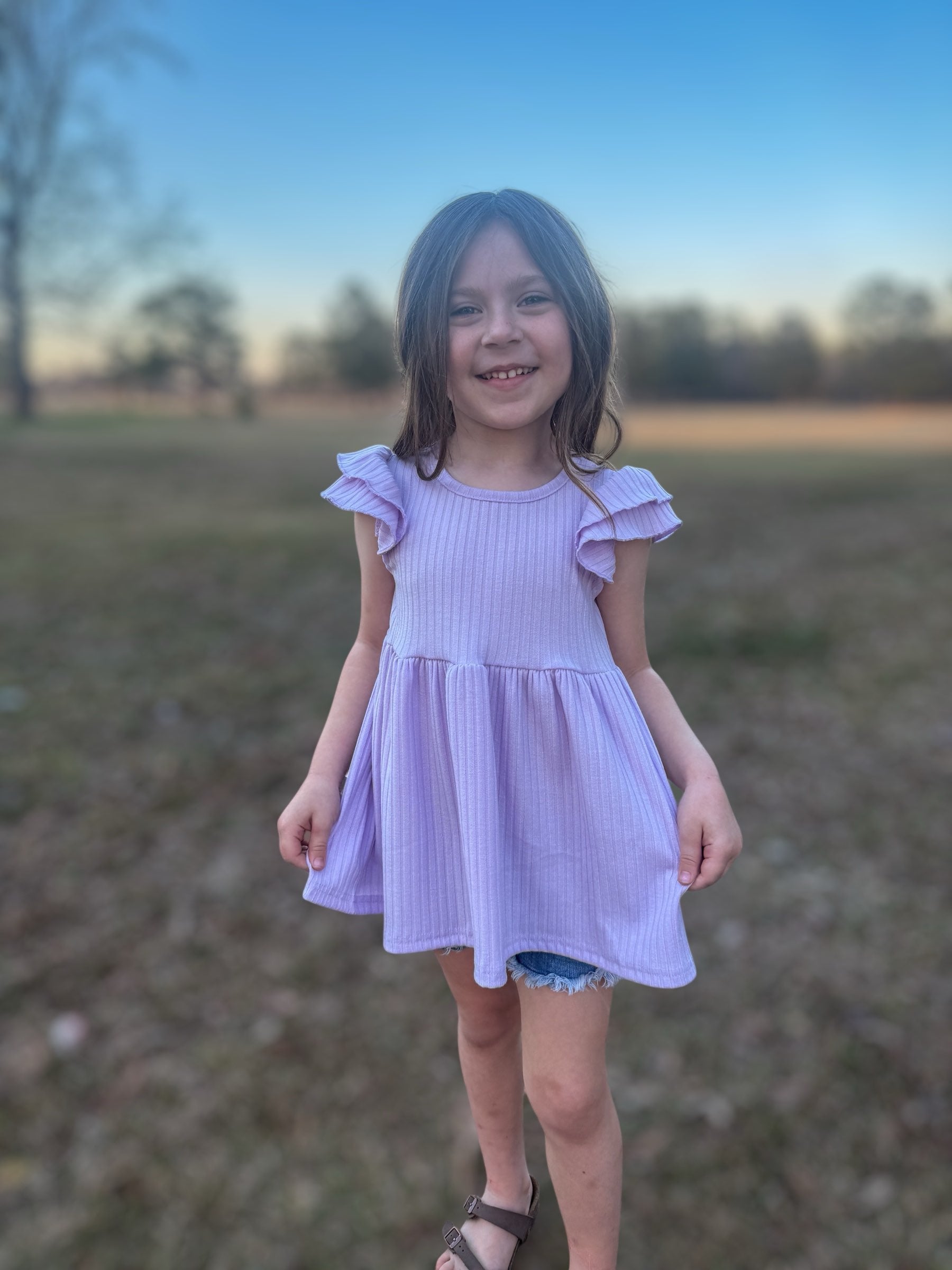 Lavender Flutter Sleeve Top